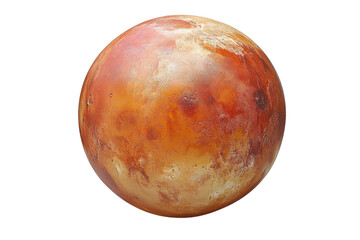 A vibrant view of Mars showcasing its red hues and rocky textures in a studio setting isolated on transparent background