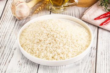 Dry Arborio rice for risotto