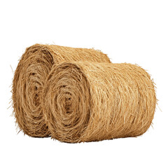 Bundled Hay Bales in Natural Setting, PNG with transparency