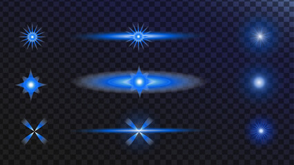 Stars Blue Flash. Gold sequins and sparks create a glittering and glowing effect. Realistic flare and gold flash add a touch of realism. The lens reflects sunlight, creating a glowing light effect.