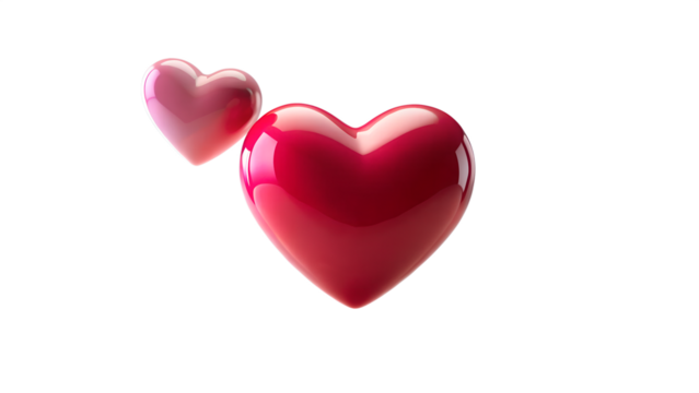 red heart isolated on transparent background, PNG file