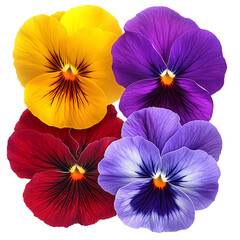 Vibrant Pansy Flowers Isolated on Transparent Background PNG