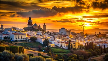 Obraz premium Jerez de la Frontera Silhouette: Urban & Rural Landscape, Andalusian Sunset
