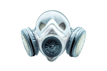 A striking gas mask on a pristine background, representing themes of protection and safety isolated on transparent background