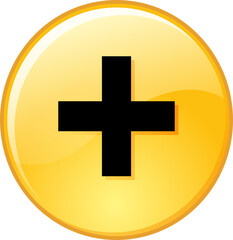 Obraz premium Pus sign icon vector illustration. A black minus symbol with a yellow circular border around it.