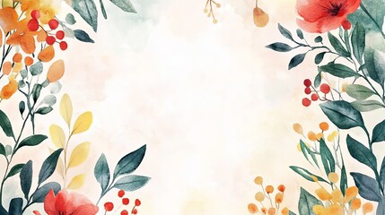 Obraz premium Elegant rustic invitation card template featuring a watercolor floral frame perfect for weddings, parties, and special occasions throughout the year