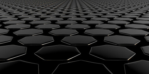 Fototapeta premium Dark Charcoal Grey(Gray) Futuristic Heptagonal Stepping Stone Landscape Stretching To The Horizon