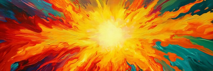 Obraz premium Fiery explosion of color radiates intensely outward.