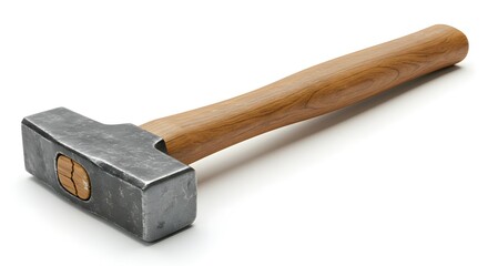 Sledgehammer with Light Oak Handle, Isolated on White