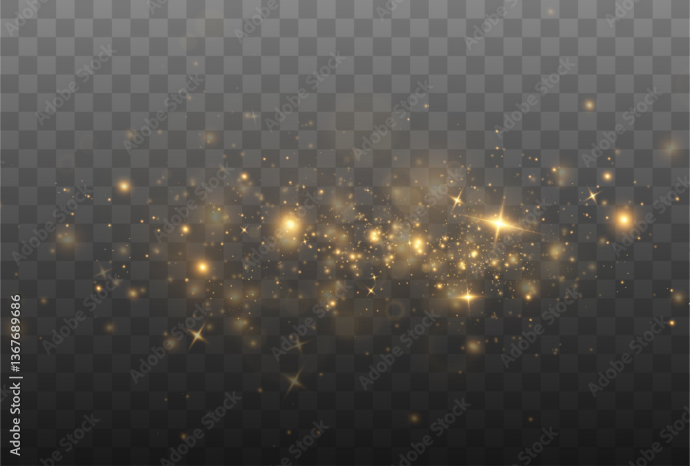 Poster vector sparkles on a transparent background. christmas light effect. sparkling magical dust particle
