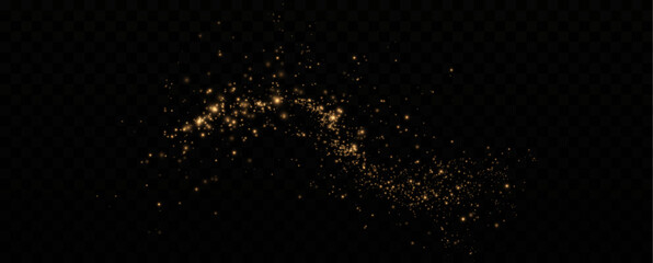 Christmas light effect. Sparkling magical dust particles.The dust sparks and golden stars shine with special light.	