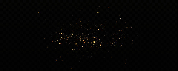 Christmas light effect. Sparkling magical dust particles.The dust sparks and golden stars shine with special light.	