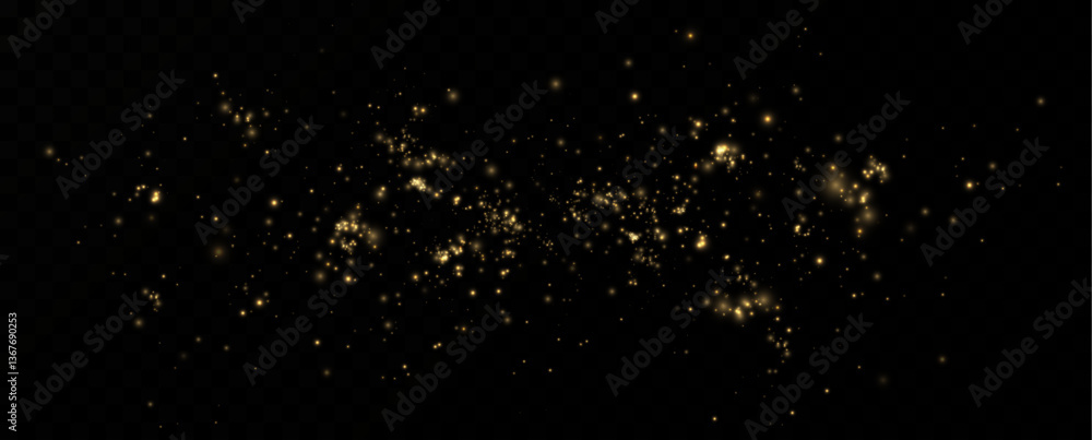 Poster Vector sparkles on a transparent background. Christmas light effect. Sparkling magical dust particles.The dust sparks and golden stars shine with special light.