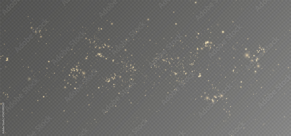 Poster Vector sparkles on a transparent background. Christmas light effect. Sparkling magical dust particles.The dust sparks and golden stars shine with special light.