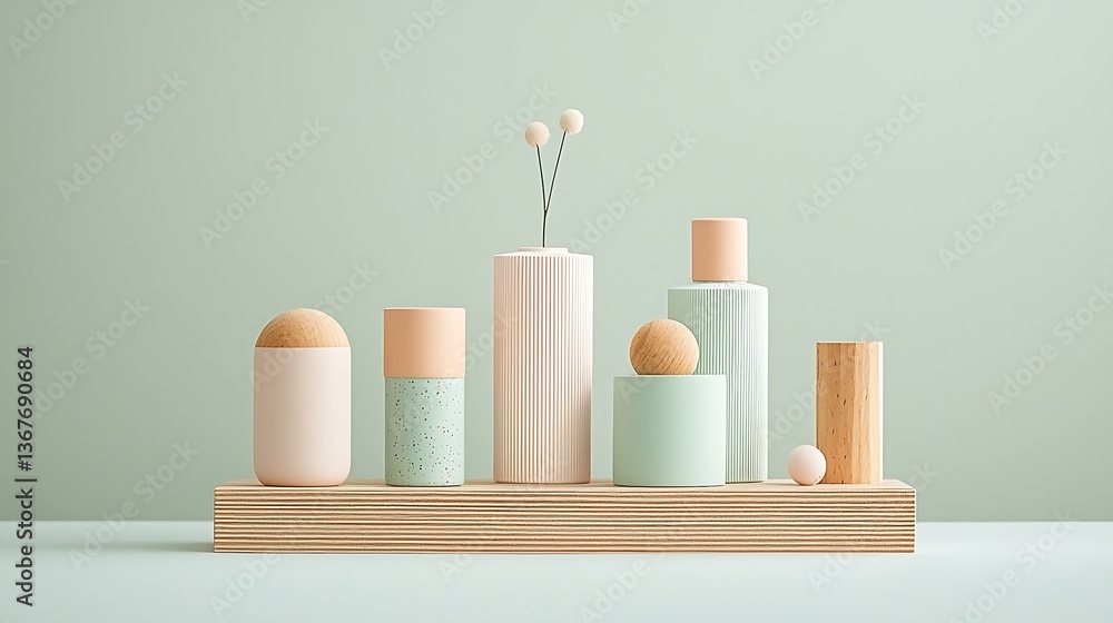 Poster pastel bottles minimalist product display