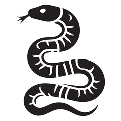 Fototapeta premium Snake silhouette black and white vector icon