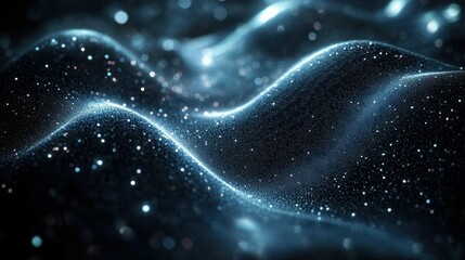 Fototapeta premium Glowing waves sparkle. Dark background. Abstract, elegant, textured surface
