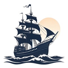 ship on a blue background