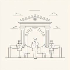 Memorial Day guards honoring the fallen at a historic arch  