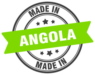 Made in Angola round sign. Made in Angola stamp.