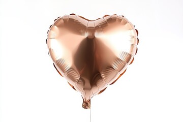 A beautiful rose gold heart-shaped balloon floating gracefully in bright ambiance isolated on transparent background