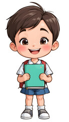 Playful Cartoon Student with Books &ndash; Transparent Background Art