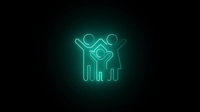 glowing Neon Sign Family. Toilet signs.