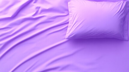Obraz premium A purple pillow and sheets laid neatly on a bed