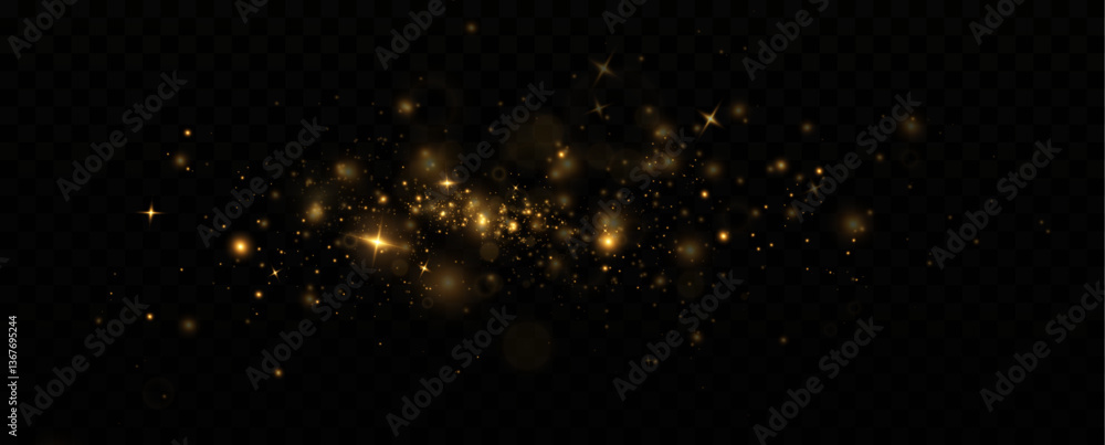 Aufkleber Vector sparkles on a transparent background. Christmas light effect. Sparkling magical dust particles.The dust sparks and golden stars shine with special light.