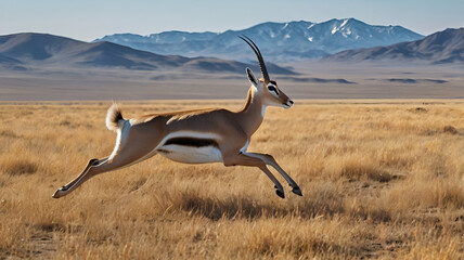 A graceful Mongolian gazelle runs swiftly ai