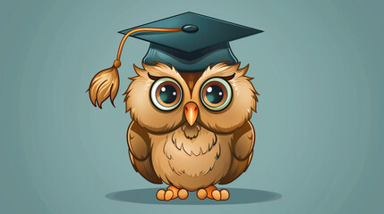 A cartoon owl wearing a graduation cap 