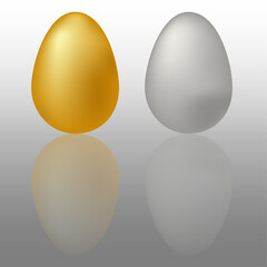 Easter eggs are golden and silver in color. Vector illustration.
