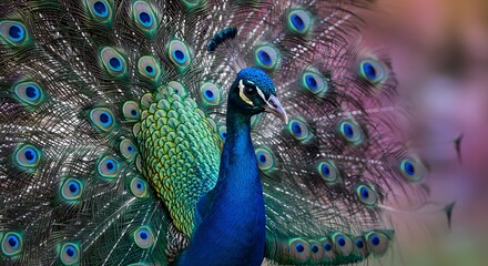 Obraz premium Majestic Peacock Displaying Its Vibrant Feathers
