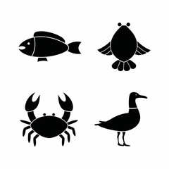Sea Animals icon silhouette vector illustration
