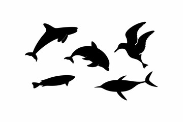 Sea Animals silhouette vector illustration