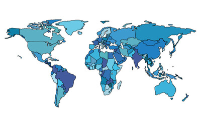 World map in Blue tones .background vector illustration.