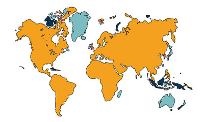 World map in Multicolor .background vector illustration.