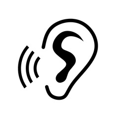 Ear icon vector with sound waves. ear icon