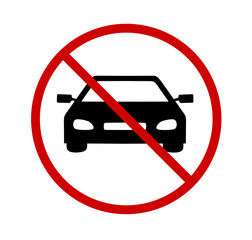prohibition symbol vector for cars on white background
