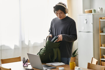 Studying at home: a young student engages in online education