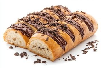 Delicious Chocolate Croissant with Drizzle and Chunks - Sweet Bakery Treat