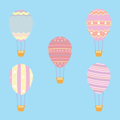 a cute and creative happy easter poster set with hot air balloon and decorative egg
