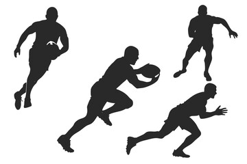 set of Rugby silhouette vector illustration