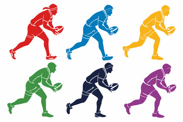 set of Rugby silhouette vector illustration