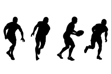set of Rugby silhouette vector illustration
