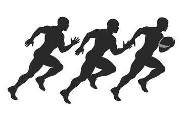 set of Rugby silhouette vector illustration