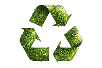 Green Recycling Symbol Isolated on White and Transparent Background PNG Image.