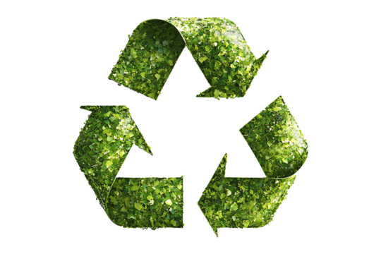 Green Recycling Symbol Isolated on White and Transparent Background PNG Image.