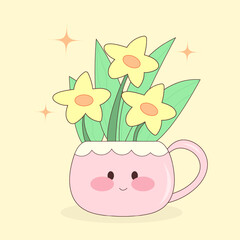 Vector flowers. Spring flowers. Pastel colors. Graphic elements for decorations. Vector illustration.