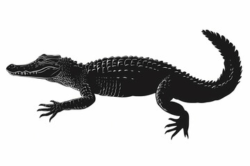 Fototapeta premium Alligator silhouette on white background vector design